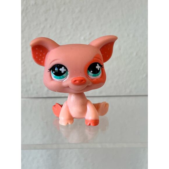 Littlest Pet Shop LPS Pink Orange Pig Teal Blue Eyes #1220 2006 - Picture 1 of 4